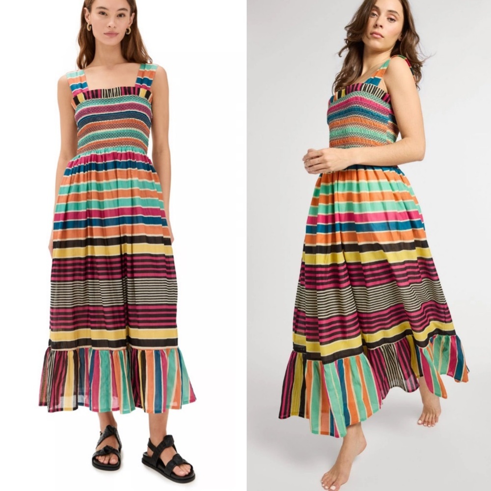 Mille NWT Garden Maxi Dress Ibiza Stripe Preppy Boho Classic Womens XS